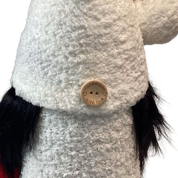 Lady Bug Gnome Shelf Sitter Plush Handmade Red Black White Measures 10” - Picture 3 of 4